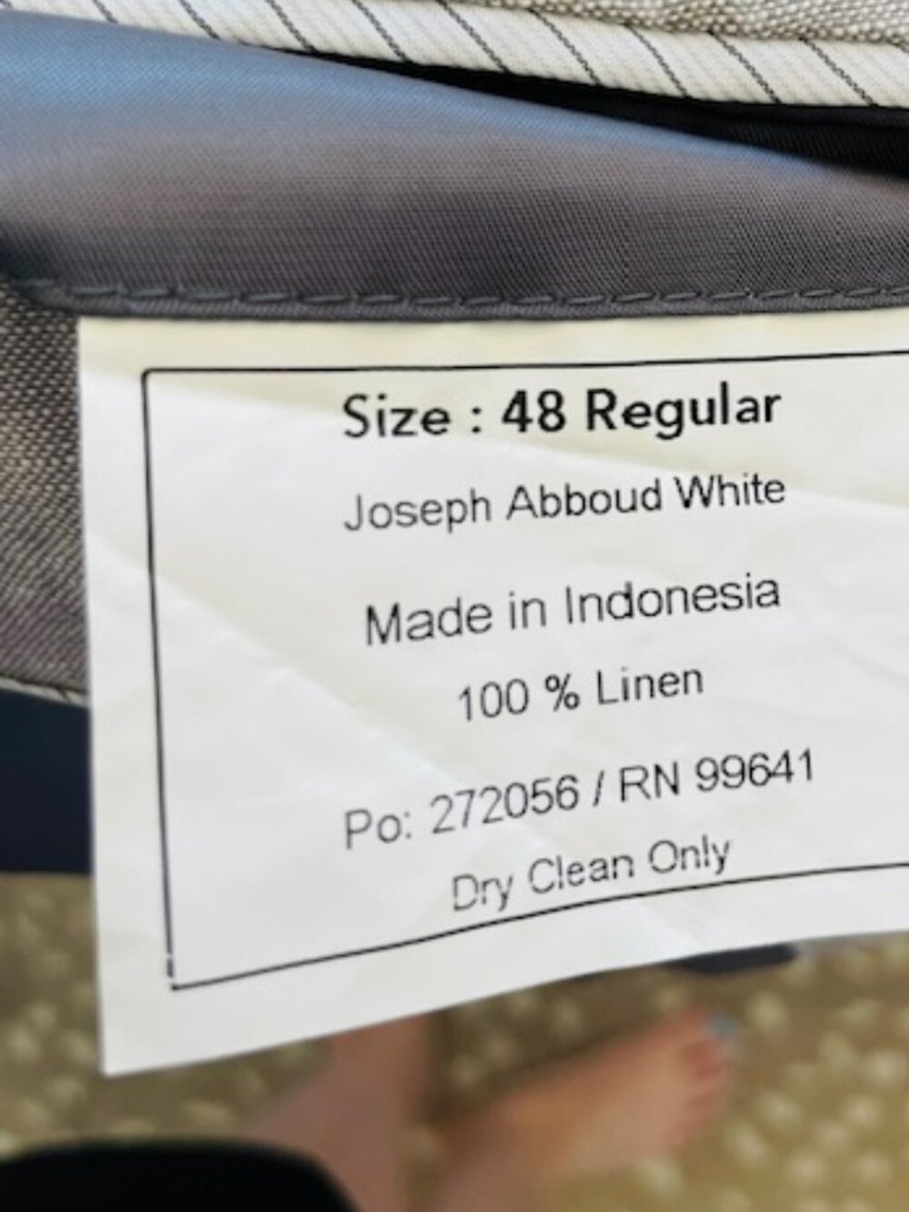 Joseph Abboud 100% Linen Suit Light Gray Summer Tailored 2 Piece Men's 48R X 38 - Picture 3 of 13